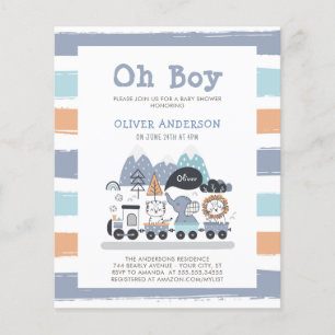 Budget Animals Train Travel Baby Shower Invitation