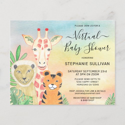 Budget Animals Virtual Baby Shower Invitation