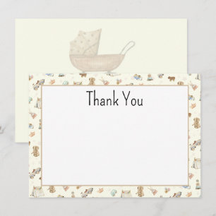 Budget, Antique Buggy Boho Baby Shower Thank You Note Card