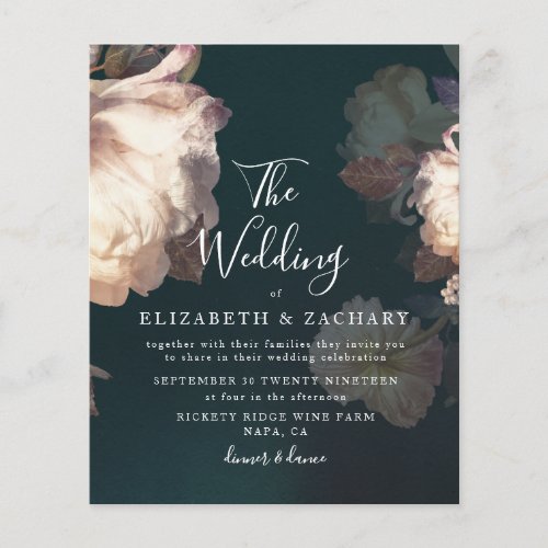 Budget Antique Vintage Green White Floral Wedding Flyer