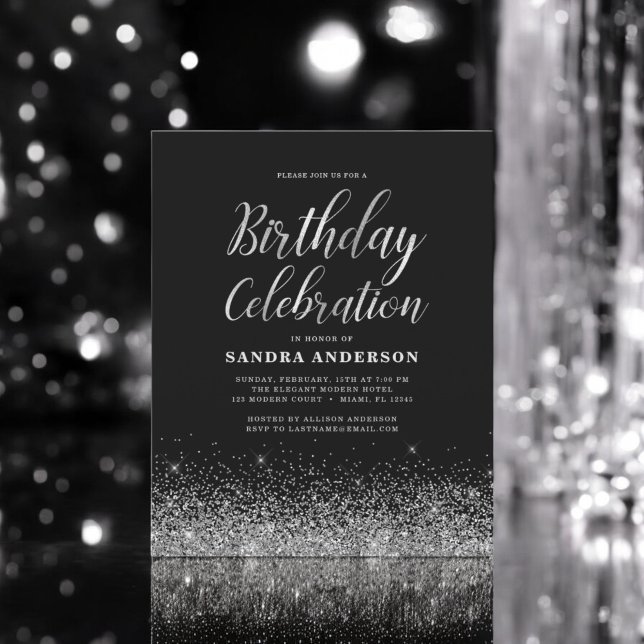 Budget Any Age Birthday Silver Black Glitter (Creator Uploaded)