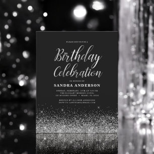 Budget Any Age Birthday Silver Black Glitter Flyer