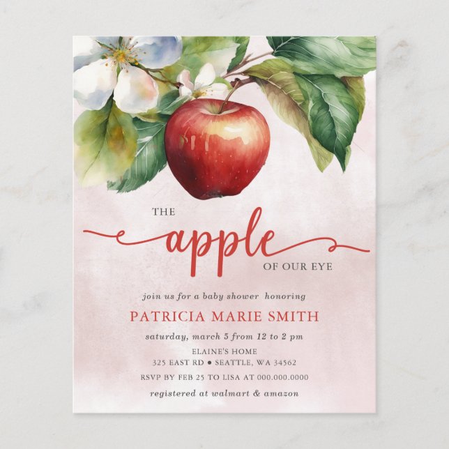 Budget Apple of Our Eye Fall Baby Shower Invite (Front)