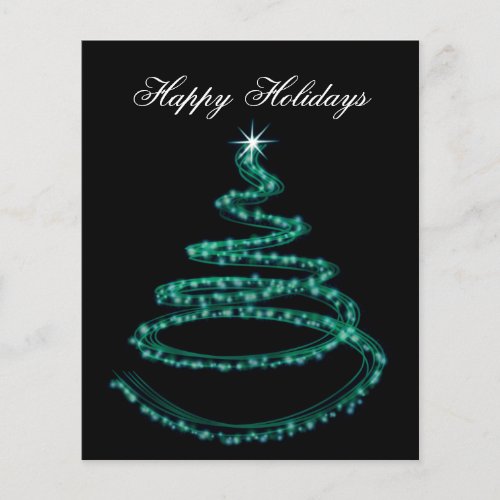 Budget Aqua Christmas Tree Business Holiday Card