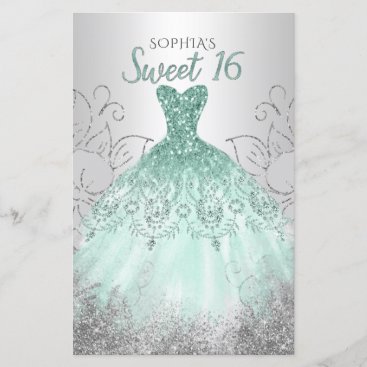 Budget Aqua Dress Sweet 16 Invitation