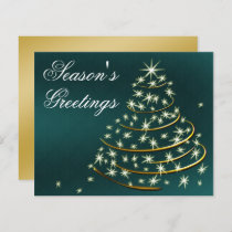 Budget Aqua Gold Christmas Tree Holiday Card