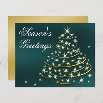 Budget Aqua Gold Christmas Tree Holiday Card by XmasMall at Zazzle