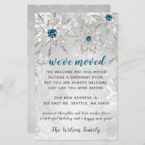 Budget Aqua Snowflakes We've Moved Holiday Cards