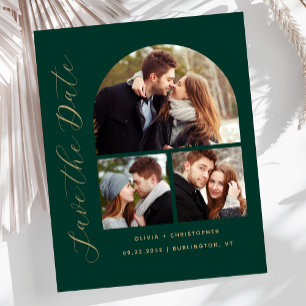 Budget Arch 3-Photo Collage Green Save the Date