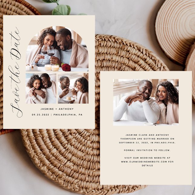 Budget Arch 4-Photo Beige Save the Date (Creator Uploaded)