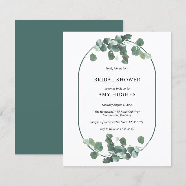 Budget Arch Eucalyptus Greenery Bridal Shower (Front/Back)