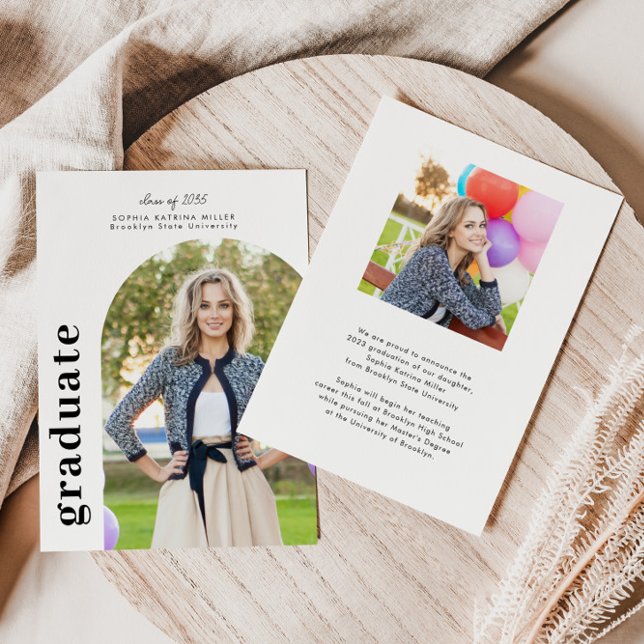 Budget Arch Graduate Photo Graduation Announcement (Creator Uploaded)