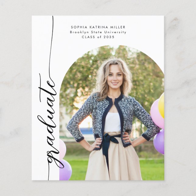 Budget Arch Graduate Photo Graduation Announcement (Front)