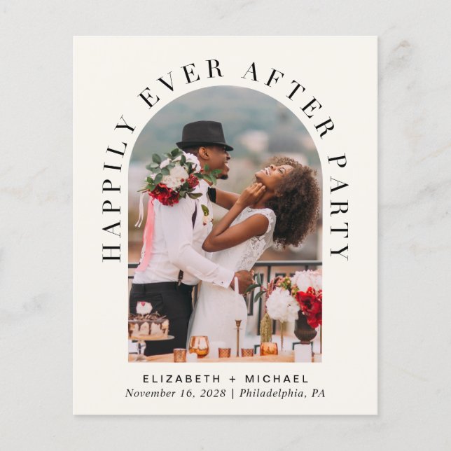 Budget Arch Photo Cream Wedding Reception Invite Flyer (Front)