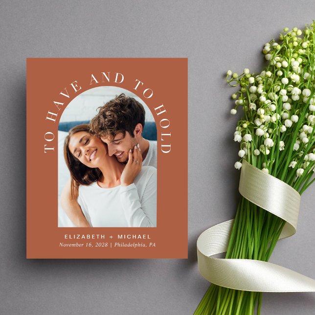 Budget Arch Photo Terracotta Wedding Invitation (Creator Uploaded)