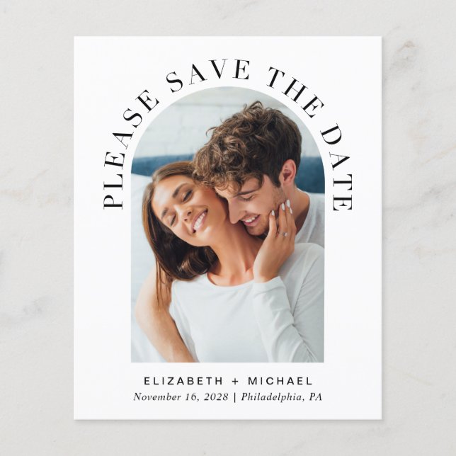Budget Arch Photo Wedding Save The Date (Front)
