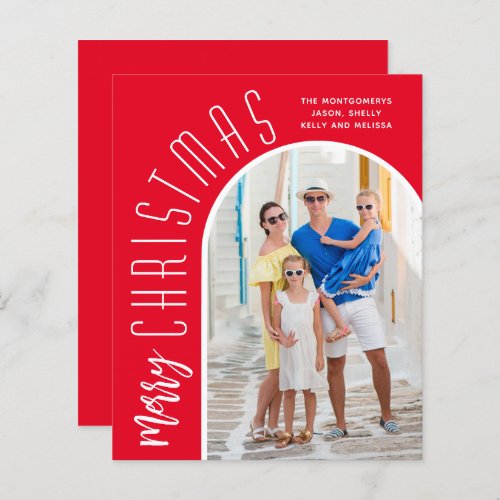 Budget Arched Merry Christmas Red Photo Cards