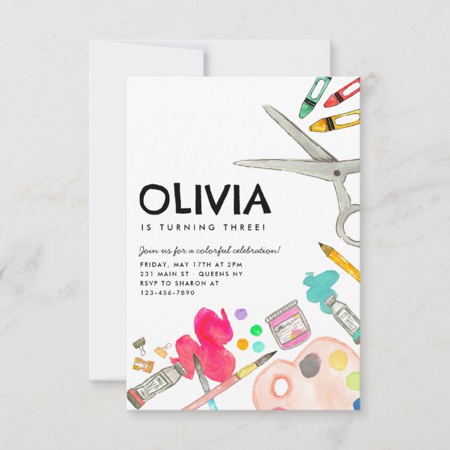 Budget Art Artist Paint Party Painting Birthday Note Card (Front)