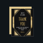 Budget Art Deco 70th Birthday Gold Black Thank You<br><div class="desc">Art Deco 70th Birthday Gold Black Thank You. A budget price SMALLER 4.5” x 5.6” alternative. Available in a SEMI-GLOSS 110 lb CARD STOCK which is the default option (thicker for invitations), OR a SATIN FINISH 80 lb THINNER PAPER STOCK (ideal for enclosures). Envelopes are an optional extra and are...</div>