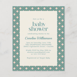 Budget Art Deco Geometric Teal Pink Baby Shower