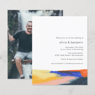 Budget Artsy Abstract Art Photo Wedding Invitation