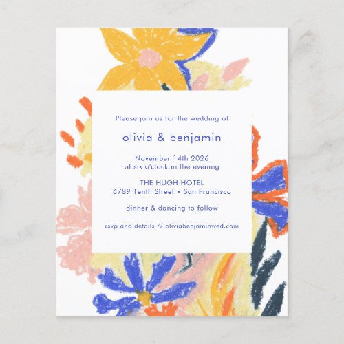 Budget Artsy Abstract Floral Wedding Invitation