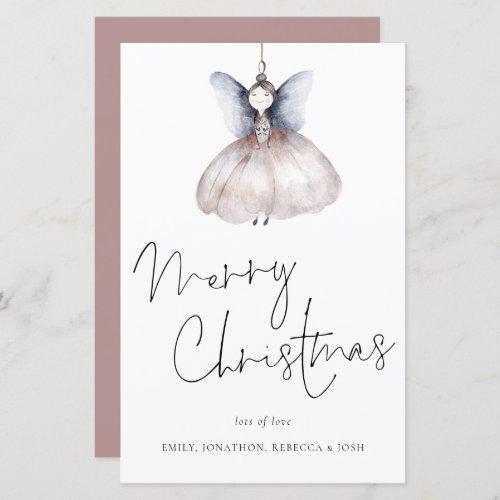 Budget Artsy Fairy Minimalist Merry Christmas Card