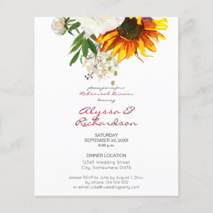 Budget Artsy Sunflower Floral Rehearsal Dinner Flyer