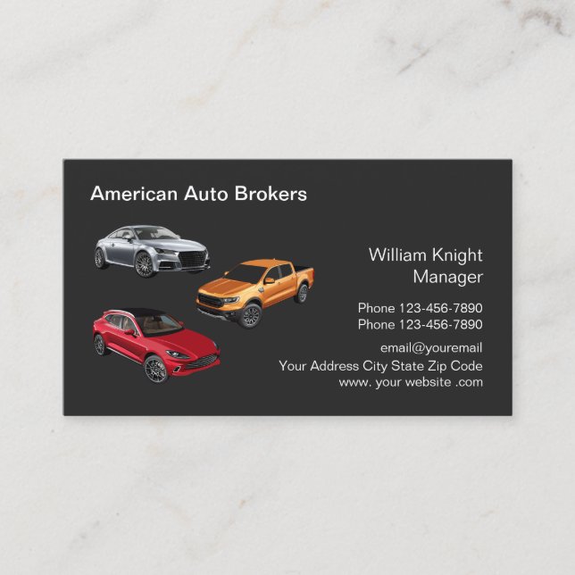 Budget Automotive Broker Theme Business Card (Front)