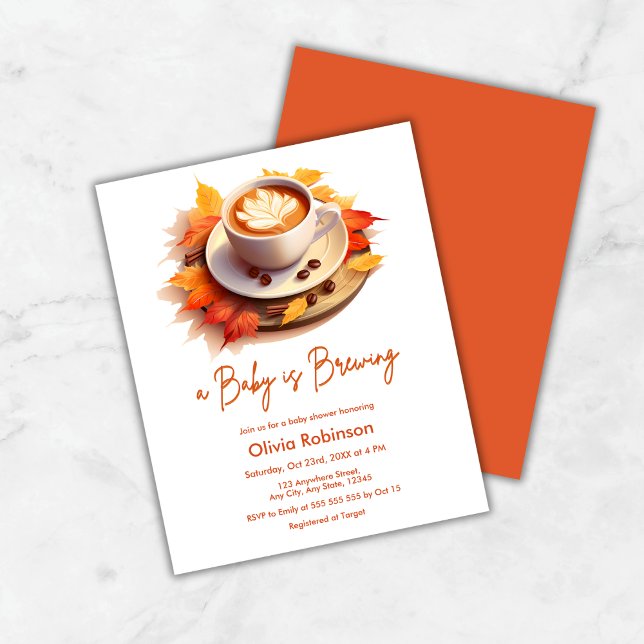 Budget Autumn A Baby is Brewing Baby Shower Invite (Budget Fall Autumn A Baby is Brewing Coffee Baby Shower Invitation )