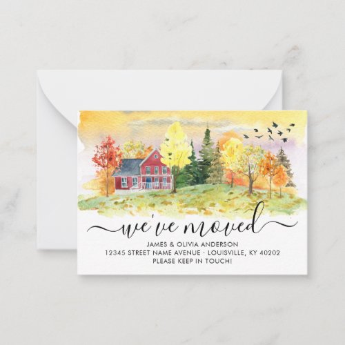Budget Autumn Fall Forest Woods Weve Moved Moving Note Card