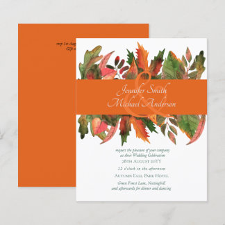 BUDGET Autumn Fall Leaves Wedding Invites