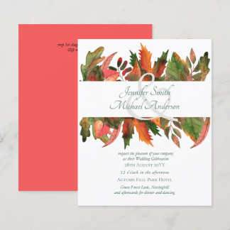 BUDGET Autumn Fall Leaves Wedding Invites