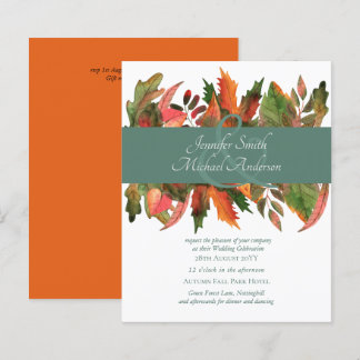 BUDGET Autumn Fall Leaves Wedding Invites