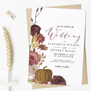 Budget Autumn Fall Pumpkin Wedding Invitartion