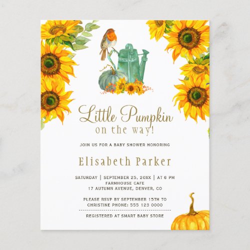 Budget autumn fall rustic baby shower invitation