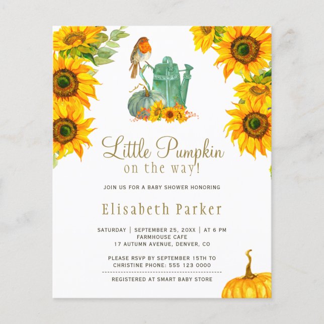 Budget autumn fall rustic baby shower invitation f flyer (Front)