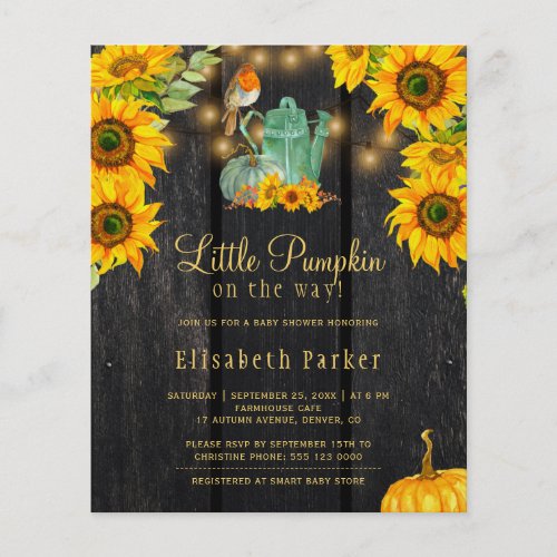 Budget autumn fall rustic baby shower invitation flyer