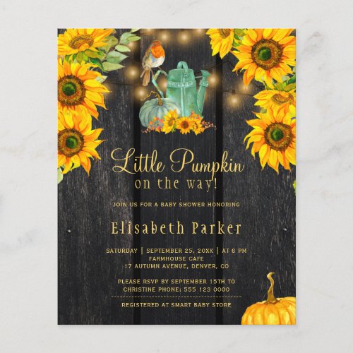 Budget autumn fall rustic baby shower invitation flyer