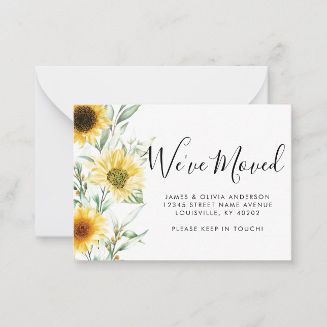 Budget Autumn Fall Sunflower We've Moved Moving Note Card (Front)