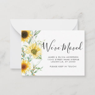 Budget Autumn Fall Sunflower We've Moved Moving Note Card