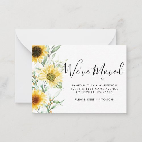 Budget Autumn Fall Sunflower Weve Moved Moving Note Card