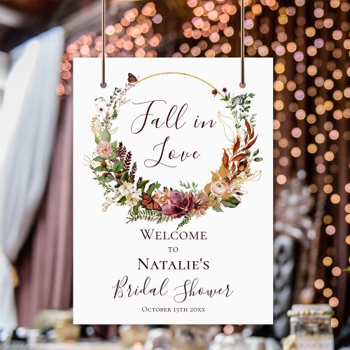 Budget Autumn Floral Bridal Shower Welcome Sign