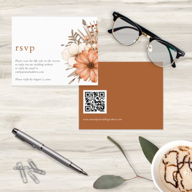 Budget Autumn Florals QR Code Wedding Online RSVP  (Creator Uploaded)