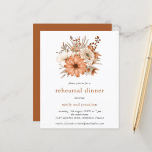 Budget Autumn Florals Rehearsal Dinner Invitation