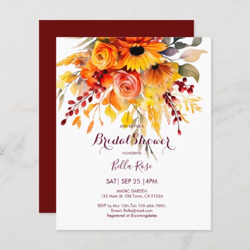 Budget Autumn Flowers Foliage Bridal Shower