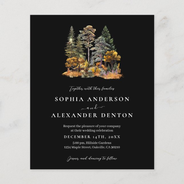 Budget Autumn Forest Photo QR code wedding invite (Front)