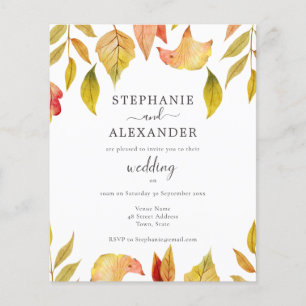 Budget Autumn Leaves Wedding Invitation