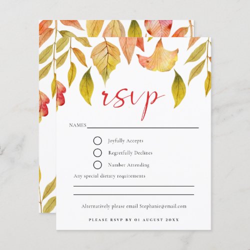 Budget Autumn Leaves Wedding RSVP Card