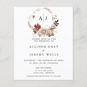 Budget Autumn Monogram Wedding Invitation Flyer